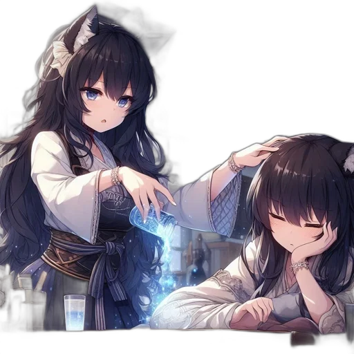 staff, dragon, hair, weapon transparent PNG cut-out