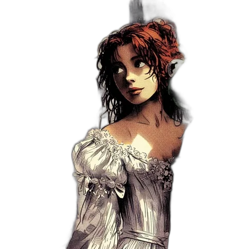 dress, staff, weapon, jewelry transparent PNG cut-out
