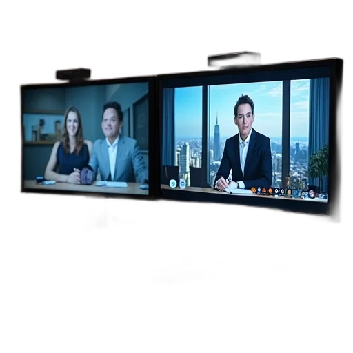 conference, desk, two, videoconfers transparent PNG cut-out