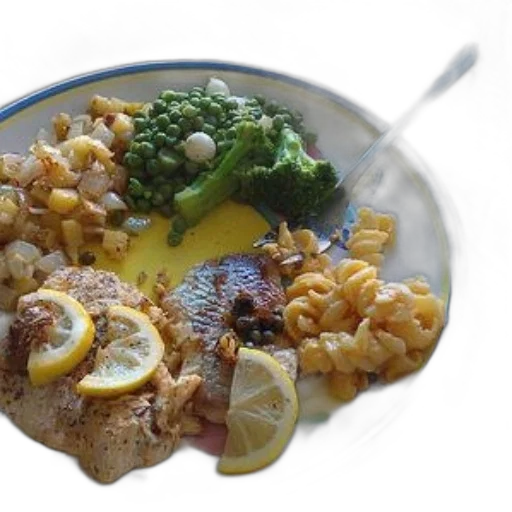 food, plate, fish, pasta transparent PNG cut-out