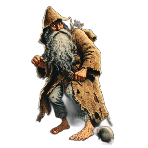 staff, hat, jacket, creature transparent PNG cut-out