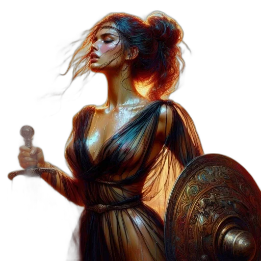 dress, staff, sword, fantasy art transparent PNG cut-out