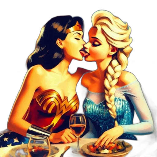 comic book art, cartoon, fantasy art, two transparent PNG cut-out