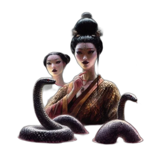 creature, dragon, staff, hair transparent PNG cut-out
