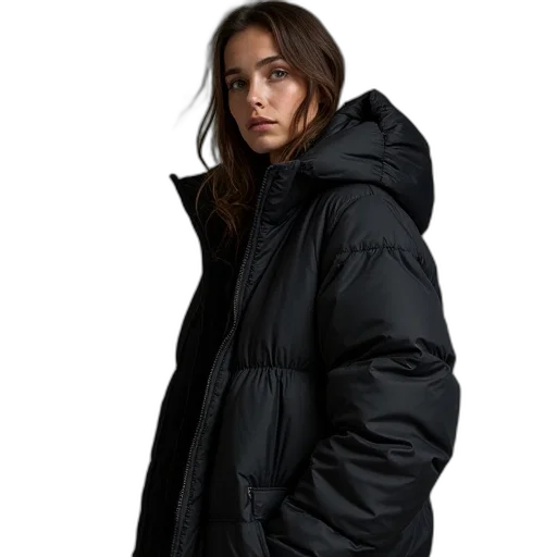 jacket, thermose, quilted, hooded transparent PNG cut-out