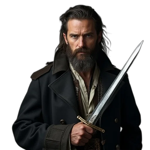 sword, jacket, weapon, hair transparent PNG cut-out