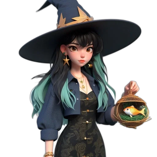 staff, dress, hat, jewelry transparent PNG cut-out