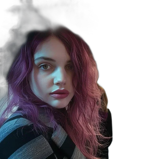 hair, face, jacket, dragon transparent PNG cut-out