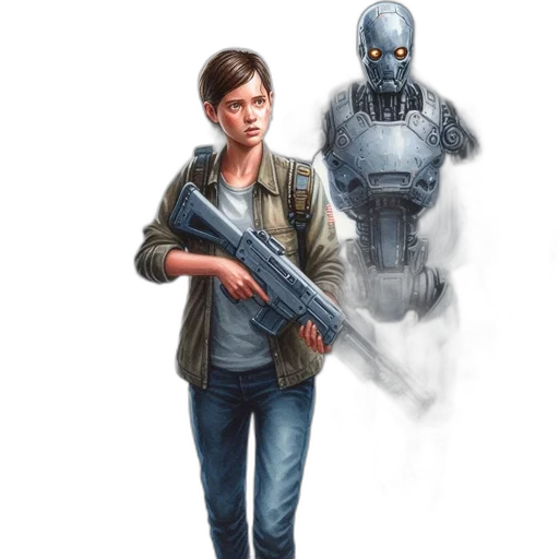 robot, weapon, jacket, concept art transparent PNG cut-out
