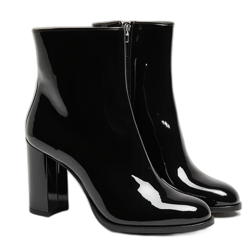 shoes, patent, boots, black transparent PNG cut-out