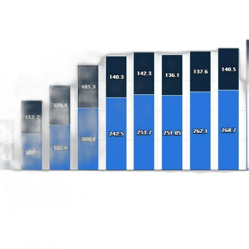3d render, blue, bar, graph transparent PNG cut-out