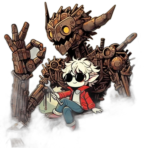 robot, weapon, concept art, pixel art transparent PNG cut-out