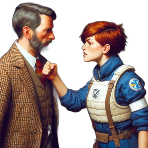 jacket, robot, staff, concept art transparent PNG cut-out