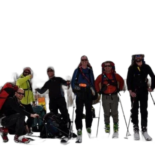 staff, snow, group, skiers transparent PNG cut-out