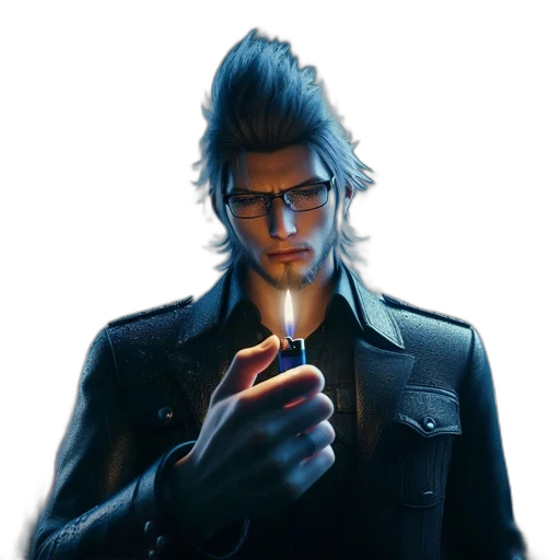 jacket, face, staff, concept art transparent PNG cut-out