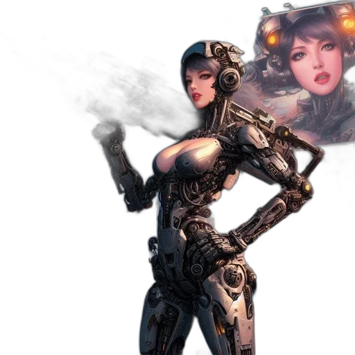 robot, weapon, concept art, cyberpunk transparent PNG cut-out