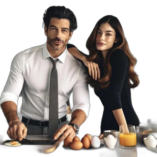 photorealistic, concept art, couple, prepares transparent PNG cut-out