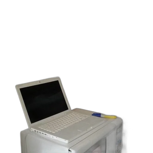 robot, laptop, sits, top transparent PNG cut-out