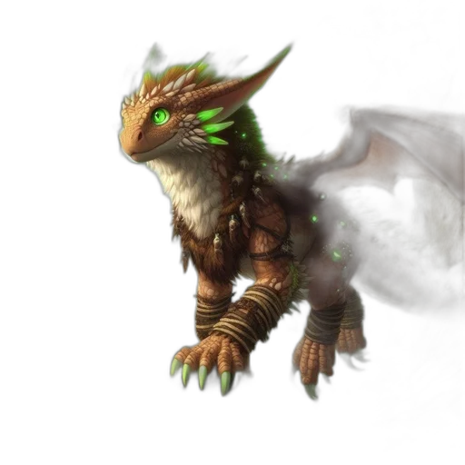 dragon, creature, staff, fantasy art transparent PNG cut-out