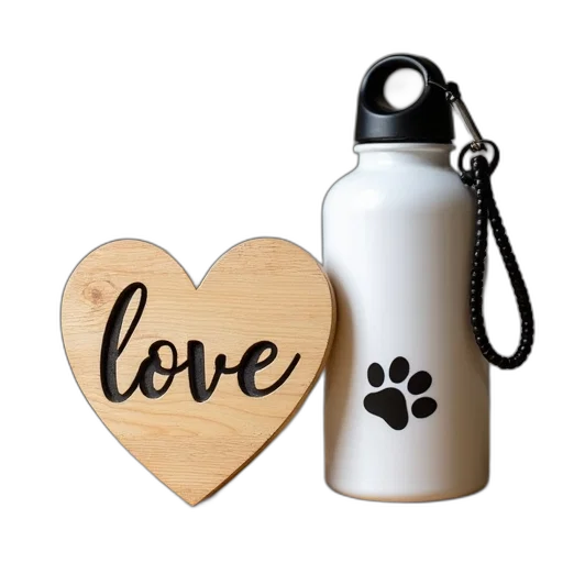 bottle, wooden, heart-shaped, decoration transparent PNG cut-out
