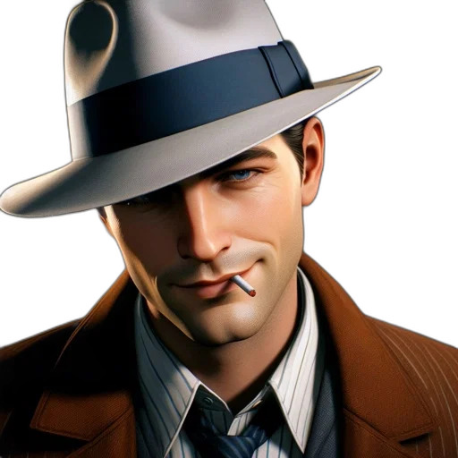 hat, face, jacket, photorealistic transparent PNG cut-out