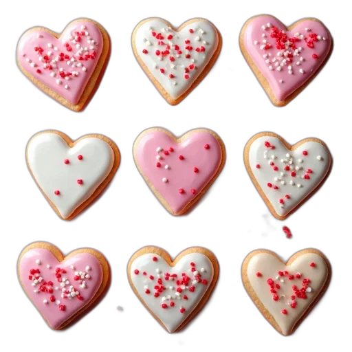 collection, heart-shaped, cookies, pink transparent PNG cut-out