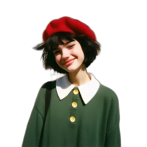 hat, jacket, dress, face transparent PNG cut-out