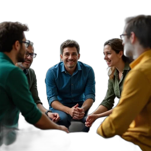 staff, group, five, people transparent PNG cut-out