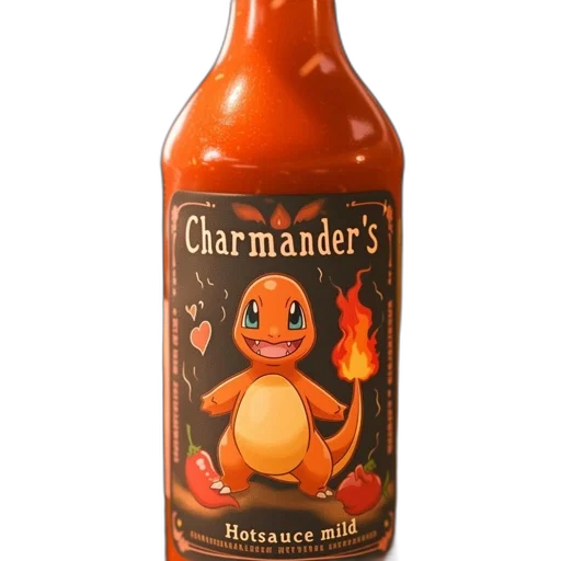 bottle, food, 3d render, fire transparent PNG cut-out