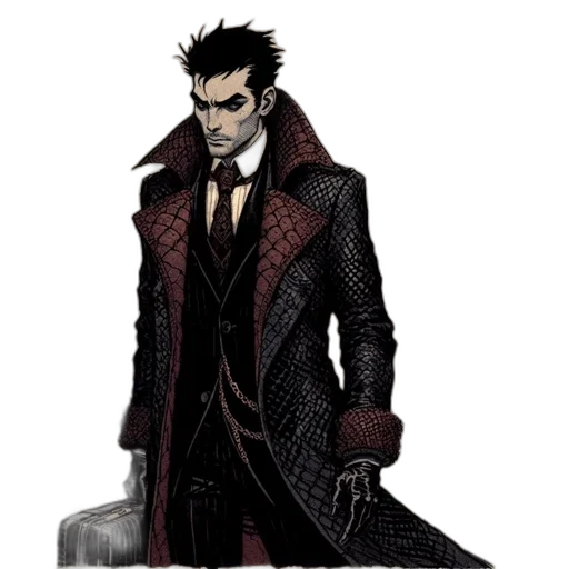 jacket, staff, concept art, comic book art transparent PNG cut-out