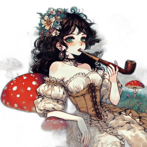 dress, staff, fantasy art, watercolor transparent PNG cut-out
