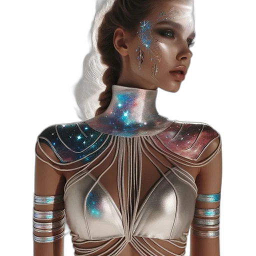 dress, jewelry, robot, staff transparent PNG cut-out