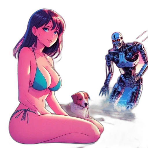robot, comic book art, concept art, pixel art transparent PNG cut-out