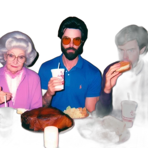 food, vaporwave, three, individuals transparent PNG cut-out