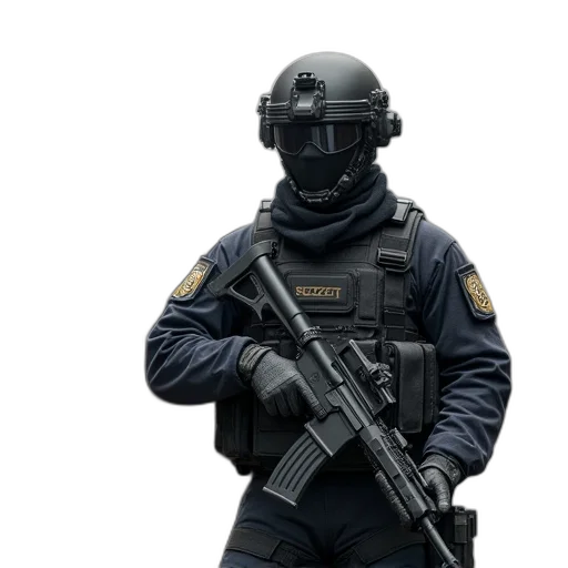 weapon, staff, mask, jacket transparent PNG cut-out