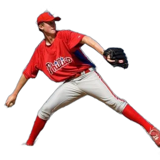 baseball, player, red, uniform transparent PNG cut-out