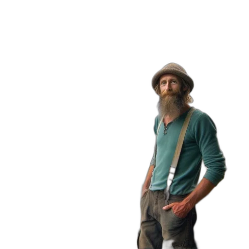 hat, jacket, staff, animal transparent PNG cut-out