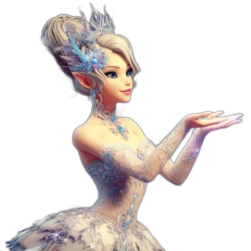 dress, crown, staff, concept art transparent PNG cut-out