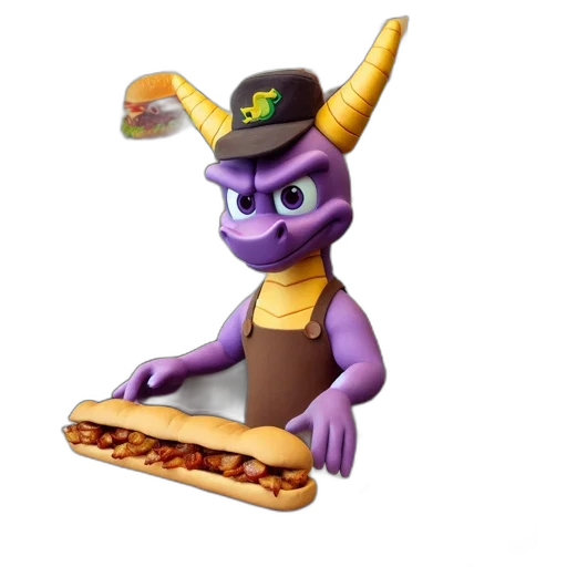 dragon, food, hat, staff transparent PNG cut-out