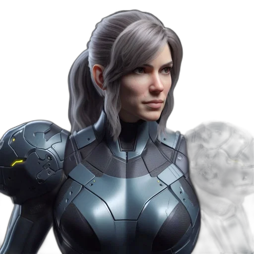 robot, face, concept art, 3d render transparent PNG cut-out