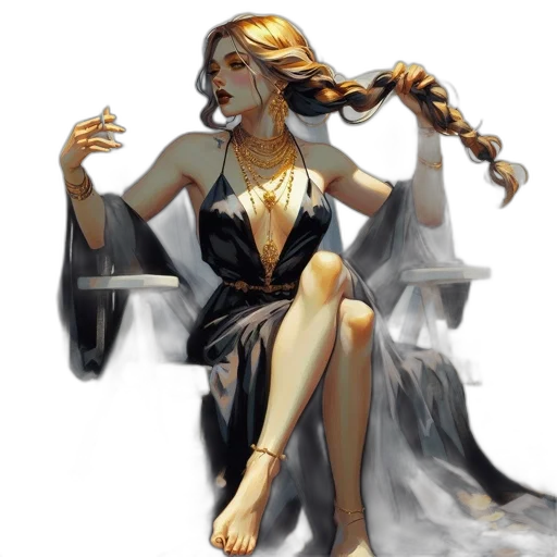 dress, jewelry, staff, concept art transparent PNG cut-out