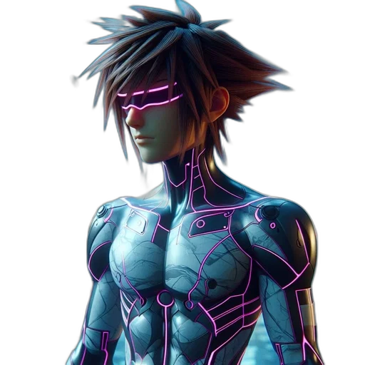 robot, cyberpunk, concept art, vaporwave transparent PNG cut-out