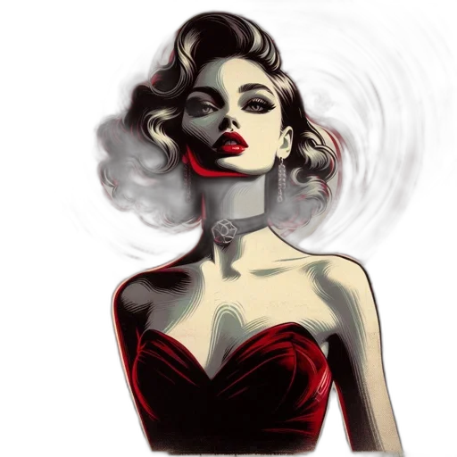 dress, jewelry, comic book art, photorealistic transparent PNG cut-out