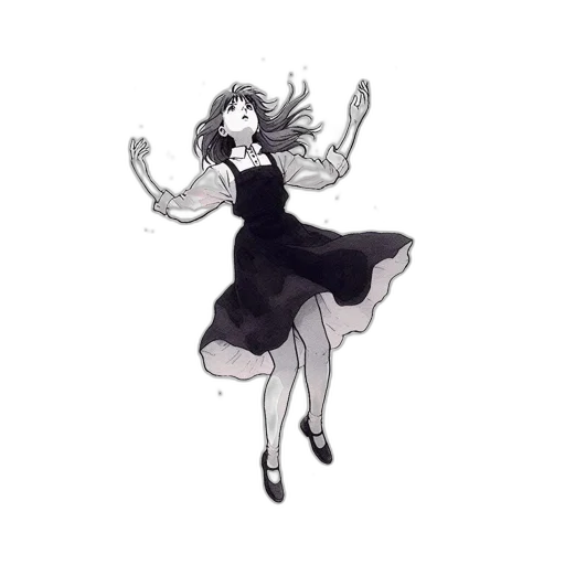 dress, creature, hair, staff transparent PNG cut-out