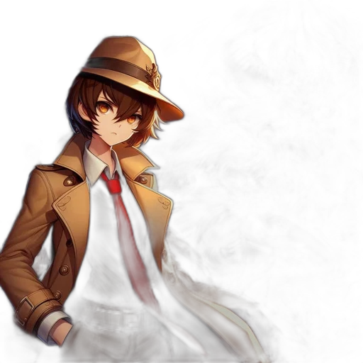 hat, jacket, staff, weapon transparent PNG cut-out