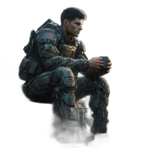 weapon, face, creature, jacket transparent PNG cut-out