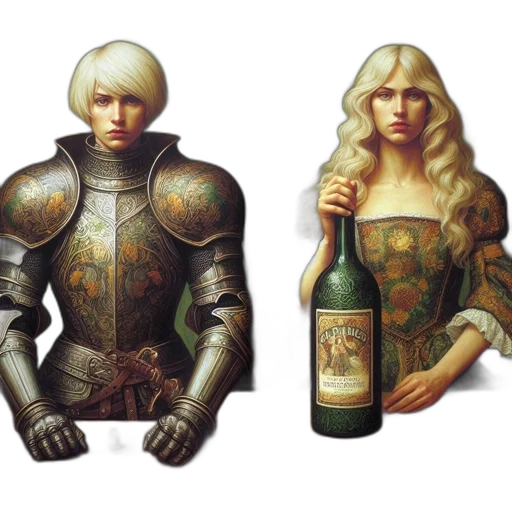 bottle, fantasy art, concept art, oil painting transparent PNG cut-out