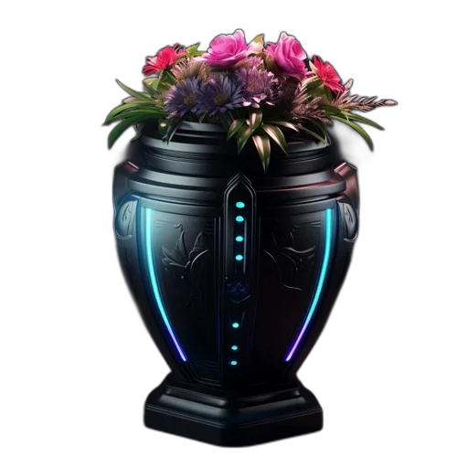 robot, crown, flower, cyberpunk transparent PNG cut-out
