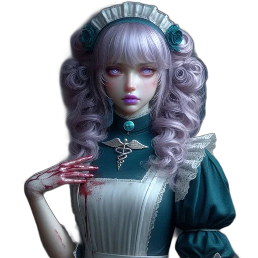 dress, jewelry, staff, fantasy art transparent PNG cut-out