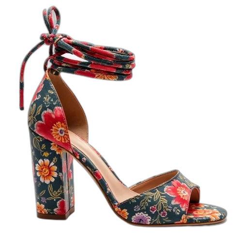 shoes, multicolored, floral, print transparent PNG cut-out